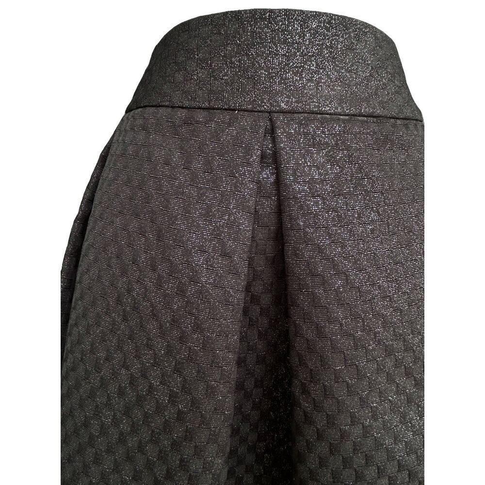 Kate Spade Metallic Jaquard Pleated Mini Skirt Sz 6 Black Shimmer Holiday Party - Picture 3 of 11